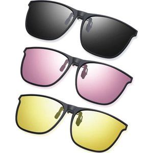 3 Pair Polarized Clip-on Sunglasses Large Anti-glare TR90 Frame Lightweight